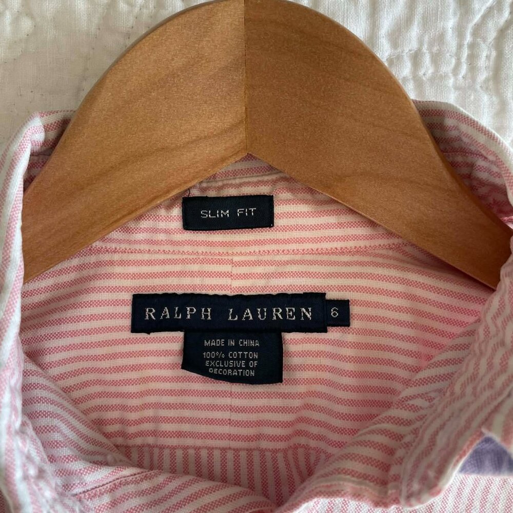 Polo Ralph Lauren pink and white striped oxford shirt - Picture 3 of 4